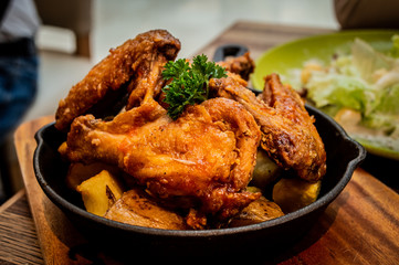 Fried chicken in a plate