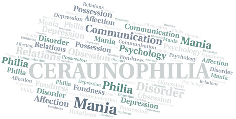 Ceraunophilia word cloud. Type of Philia.