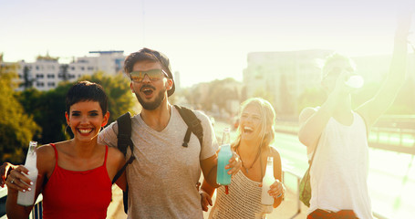 Young energetic group of people having fun