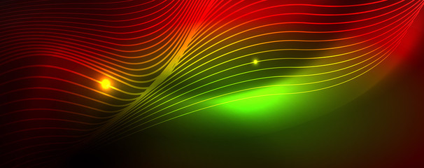 Shiny neon lines techno magic futuristic background, magic energy space light concept, abstract background wallpaper design