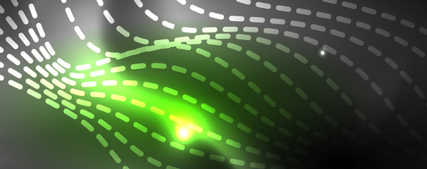 Obraz premium Neon vector wave lines abstract background, magic futuristic techno design