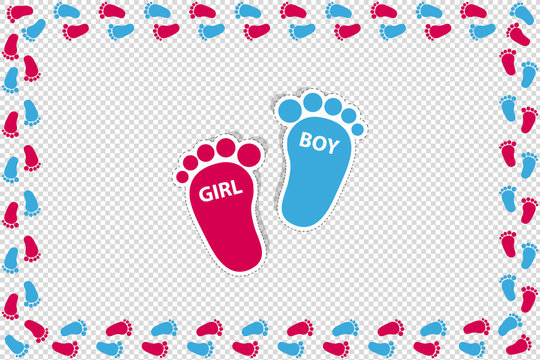 Baby Footprints Clipart Hd PNG, Red Blue Baby Footprints Clip Art