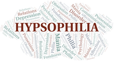 Hypsophilia word cloud. Type of Philia.