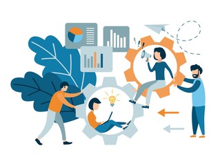 Flat style modern teamwork, workforce staff infographic concept. Vector illustration