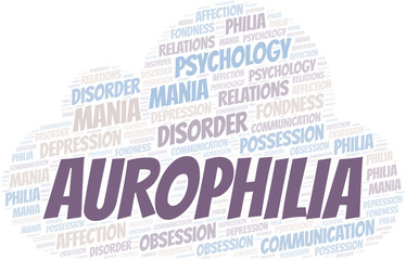 Fototapeta premium Aurophilia word cloud. Type of Philia.