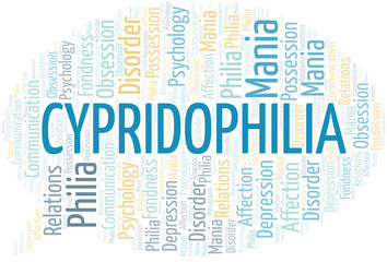 Cypridophilia word cloud. Type of Philia.