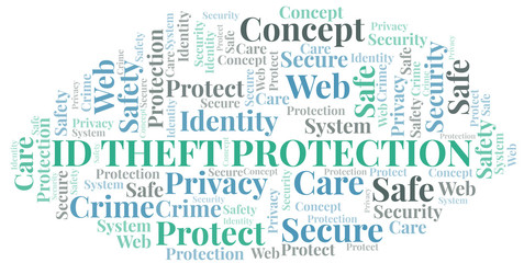 Id Theft Protection word cloud. Wordcloud made with text only.