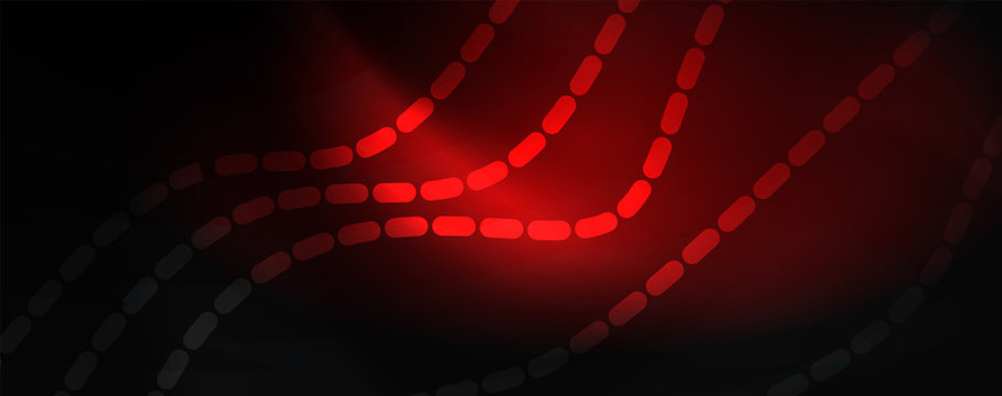 Smoky glowing waves in the dark. Dark abstract background with neon color light and wavy lines. Vector