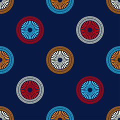 Polka dots seamless pattern. Mosaic of ethnic figures. Patterned texture. Geometric background. Can be used for wallpaper, textile, invitation card, wrapping, web page background.