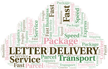 Fototapeta premium Letter Delivery word cloud. Wordcloud made with text only.