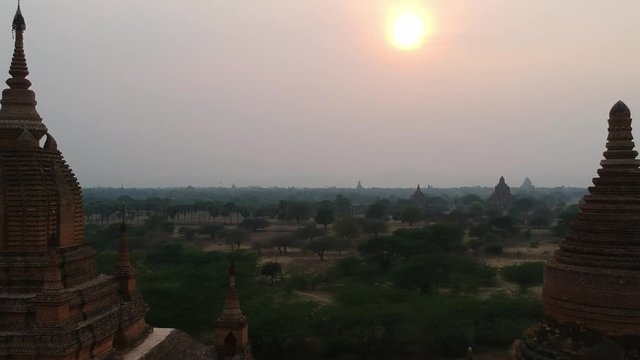 Drone Image of the Temples in Bagan, Myanmar