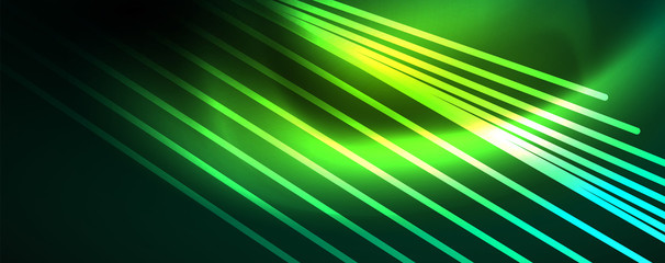 Vector neon light lines concept, abstract background