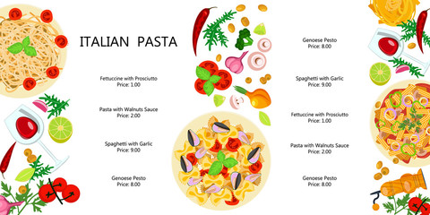 Cute menu with different macaroni