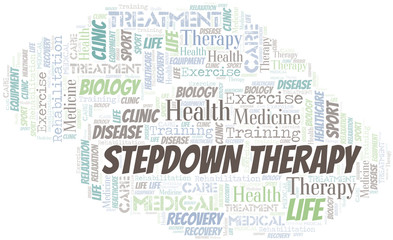 Obraz premium Stepdown Therapy word cloud. Wordcloud made with text only.
