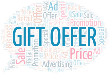 Fototapeta premium Gift Offer word cloud. Wordcloud made with text only.