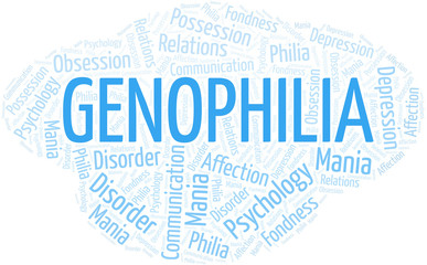 Genophilia word cloud. Type of Philia.