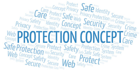 Protection Concept word cloud. Wordcloud made with text only.