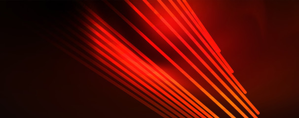 Shiny color neon light with lines, abstract wallpaper, shiny motion, magic space light. Techno abstract background