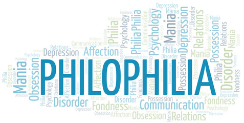 Philophilia word cloud. Type of Philia.