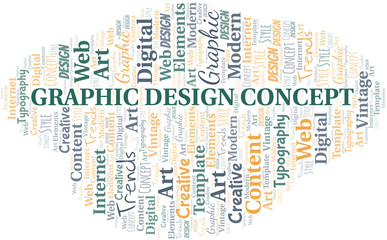 Obraz premium Graphic Design Concept word cloud. Wordcloud made with text only.