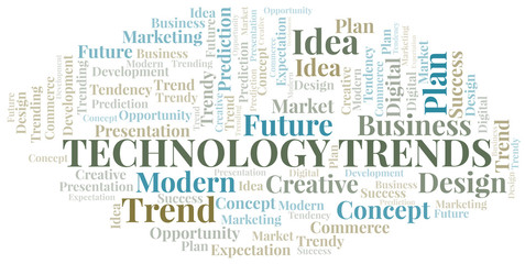 Technology Trends word cloud. Wordcloud made with text only.