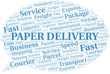 Paper Delivery word cloud. Wordcloud made with text only.