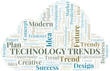 Obraz premium Technology Trends word cloud. Wordcloud made with text only.