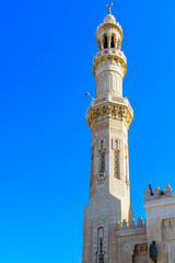 Minaret of central mosque in El Dahar district of the Hurghada city, Egypt