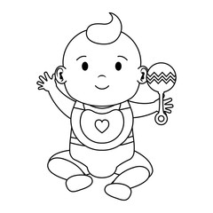 cute little baby boy with bell character