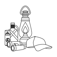 kerosene lantern with camping accessories