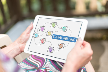 Social selling concept on a tablet