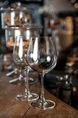 wine glass on bar night club or party