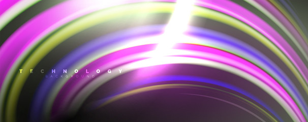 Fluid color waves with light effects, vector abstract background