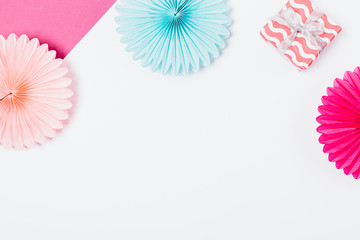 Party flat lay background of gift box