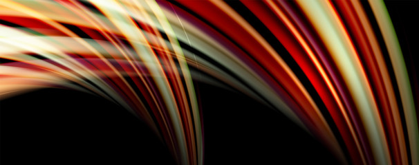 Fluid color swirls on black. Modern background with trendy design