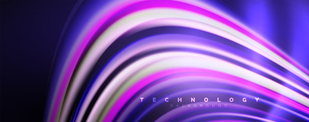 Fluid color waves with light effects, vector abstract background