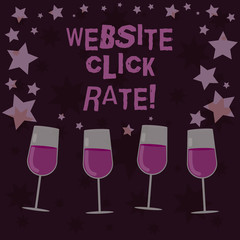 Handwriting text Website Click Rate. Concept meaning ratio users who click specific link to number total users Filled Cocktail Wine Glasses with Scattered Stars as Confetti Stemware