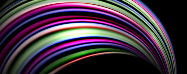 Fluid color waves with light effects, vector abstract background