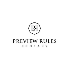octagon line logo with letter PR design inspiration