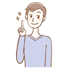 男性　指さし　上半身