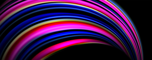 Fluid color waves with light effects, vector abstract background
