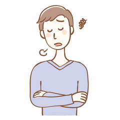 男性　ため息　上半身