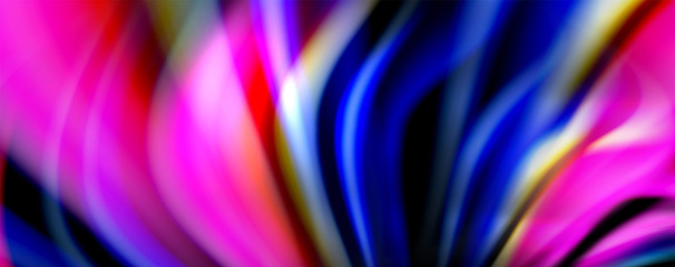 Fluid color waves with light effects, vector abstract background