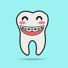 tooth wear brace on the blue background