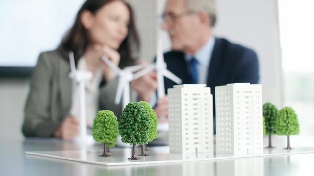 View of architectural model on the table in the office 