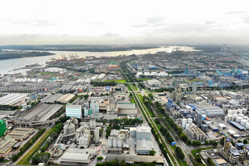 Fototapeta na wymiar Aerial view of Pasir Gudang, Industrial Area Malaysia
