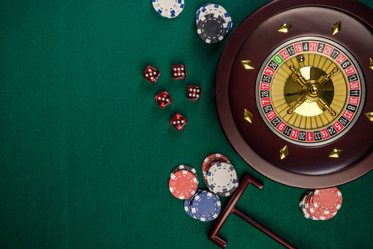 Casino Roulette Background, Top View with Copy Space