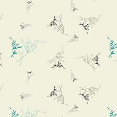 Light, summery coloured seamless seaweed vector pattern. Inspired by holidays to Devon and the beaches of the south west England.