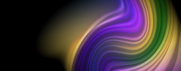 Fluid liquid color wave lines, glowing colorful light effect, abstract composition template. Geometric technology abstract pattern. Movement concept