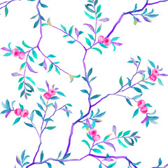 Fototapeta na wymiar Elegant hand drawn oil painting flowers and branches